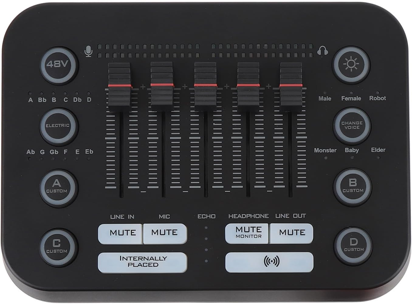 Gaming Audio Mixer, RGB Live Streaming Sound Card with Preamplifier, Bluetooth 5.3 Streaming PC Mixer, 48V Phantom Power for Live Streaming, Podcasting image number 4