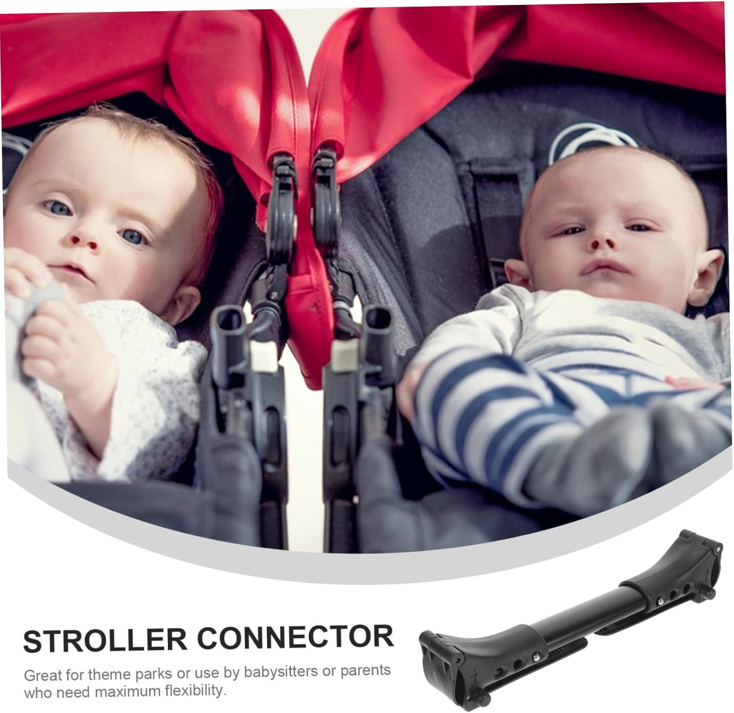 NUOBESTY 3Pcs Adjustable Twin Baby Stroller Connectors, Universal Aluminium Connectors for Strollers, Black image number 5