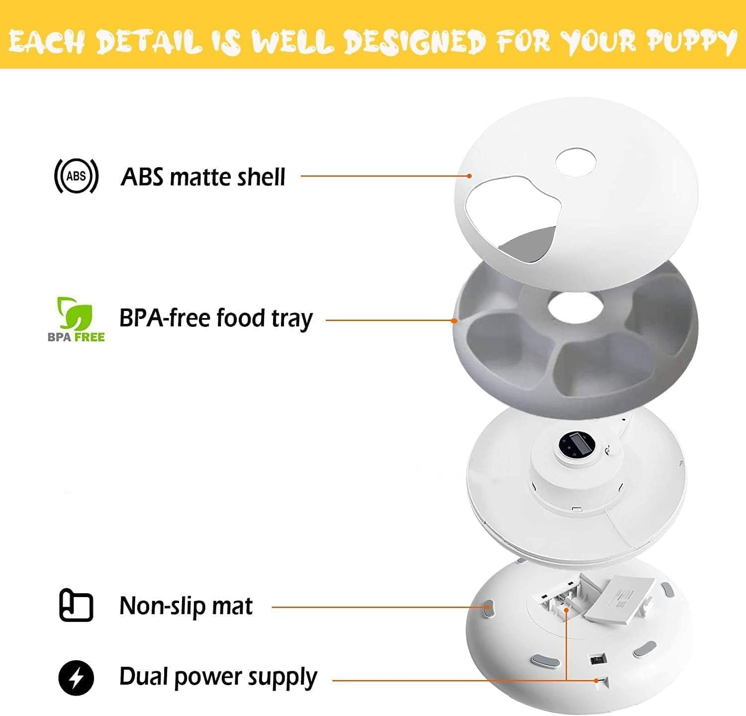 Automatic Cat Feeder Wet Food with LCD and Timer, 1-6 Meals Automatic Feeder Suitable Wet Dry Food for Cats, Dogs, Rabbits and Other Pets