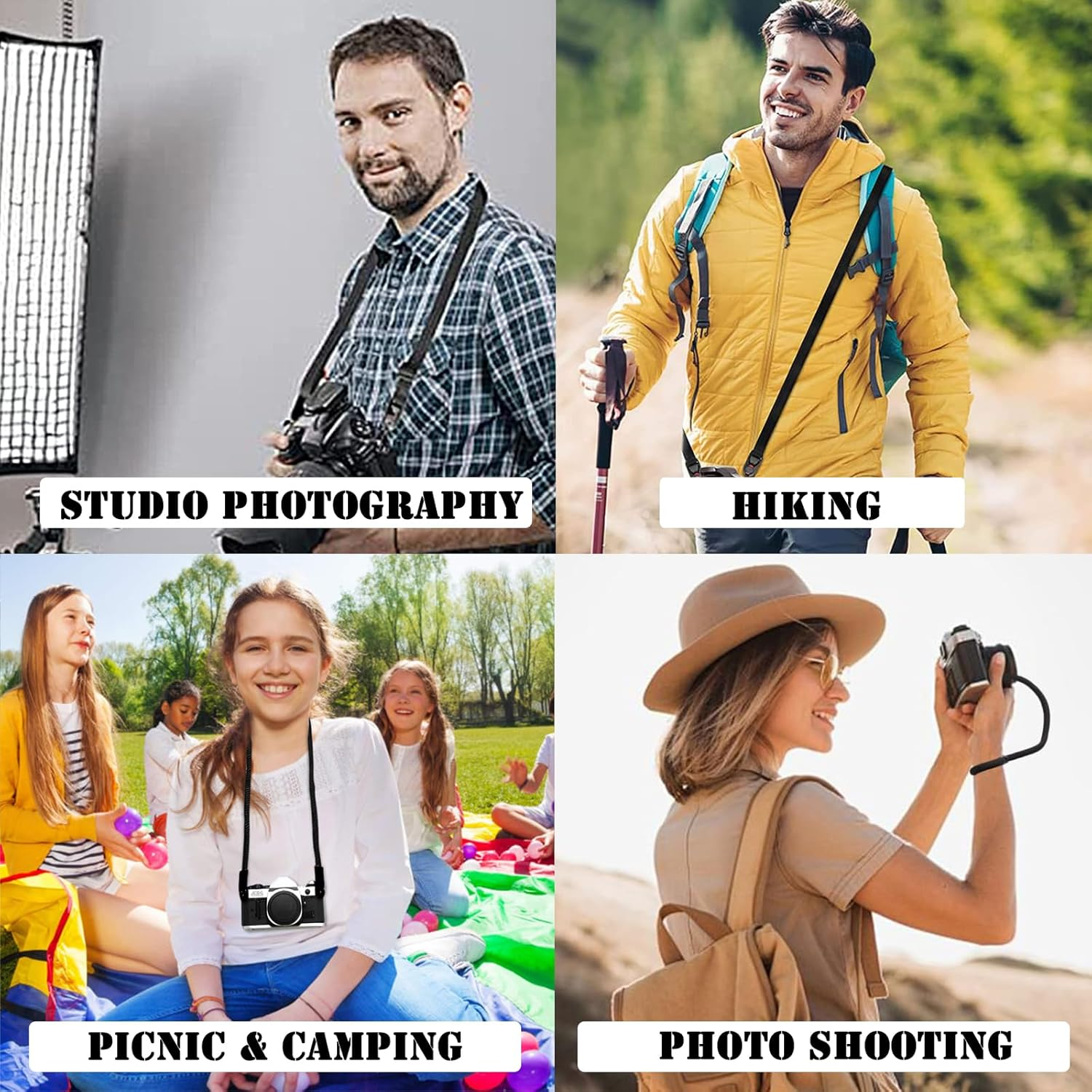 Mohito Camera Shoulder Strap, Climbing Rope, Neck Strap, Suitable for Digital and Mirrorless SLR Cameras, Polyester Material, Abrasion-Resistant and Scratch-Resistant, Washable (Black), Ferrous, One image number 4