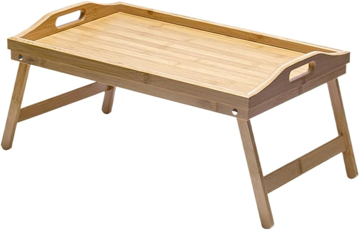 Multifunctional Laptop Bed Desk with Foldable Legs - Portable Serving Tray for Snacks, Breakfast, or Work, Collapsible Lap Table for Home Office, Sofa, or Bed (Wood) image number 3