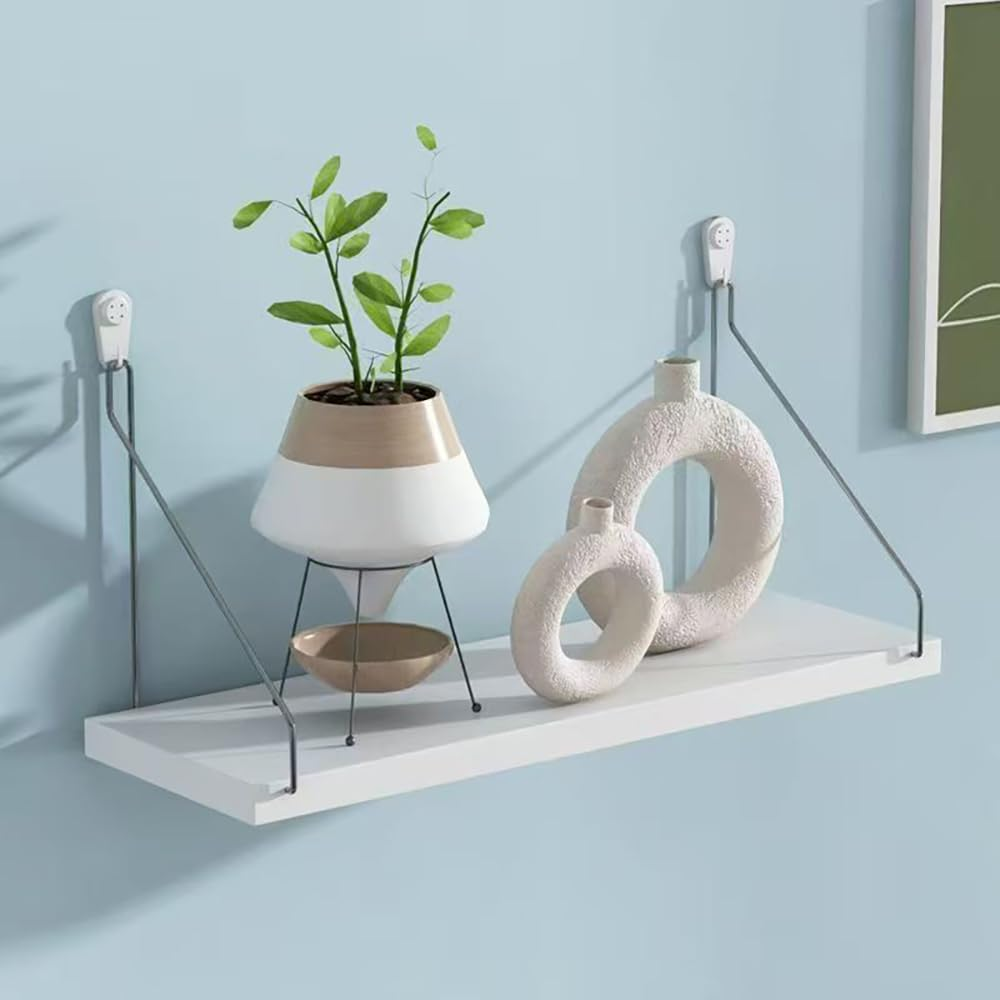 Hbluefat Floating Shelves, Hanging Shelves Wall Mounted Floating Book Shelf Set of 3, Floating Wood Storage Shelf for Bedroom, Living Room, Bathroom (Wood) - Wood image number 2