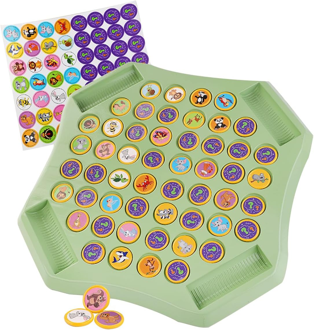 ZUNIPLEX Animal Flip Chess Matching Memory Game, Flip to Win Board Game for Kids and Toddlers Ages 3-6, Travel Memory Toys for Road Trip, Camping, Educational Toys for Boys and Girls, Family Party image number 1