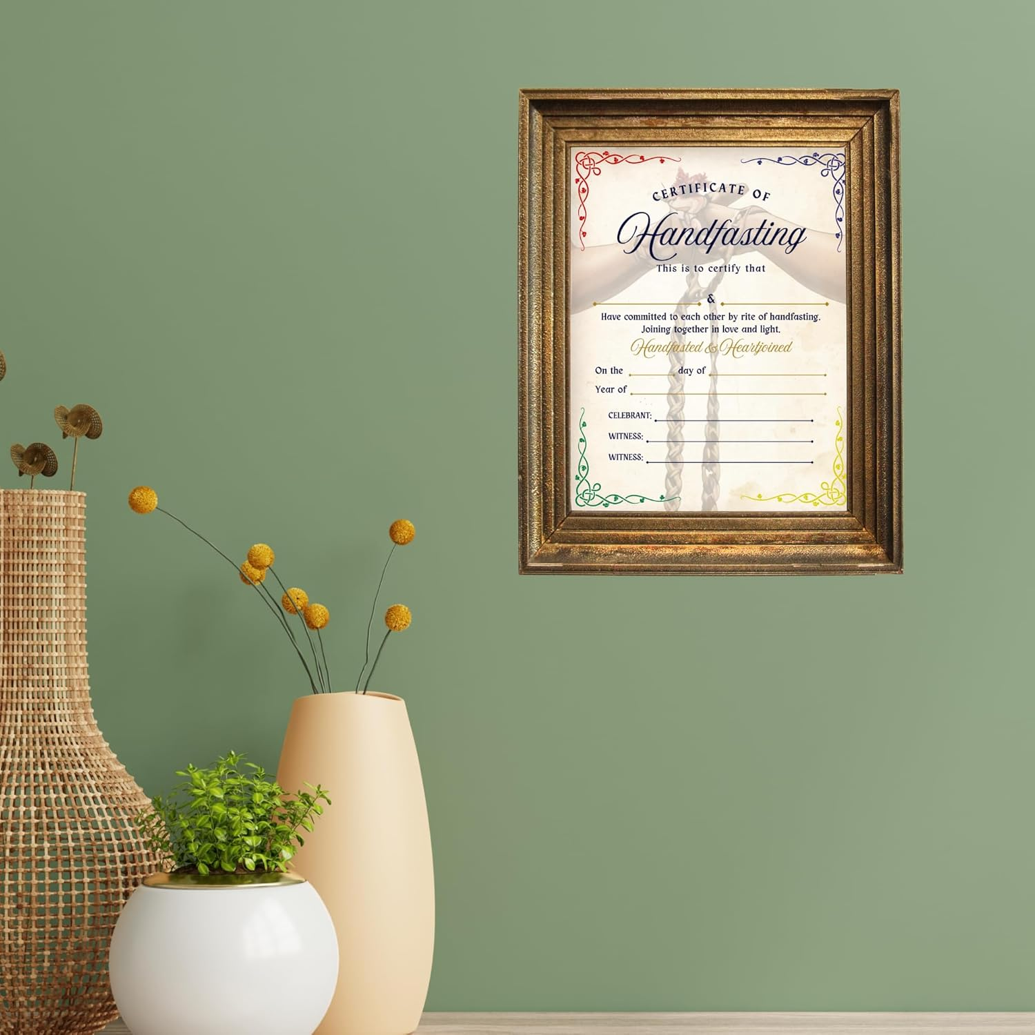 Handfasting Certificate Ceremony Cord Ribbon 6Pk 8.5X11&rdquo; on Linen Commitment Bound Celtic Medieval Secret Partner Parchment Marriage image number 4