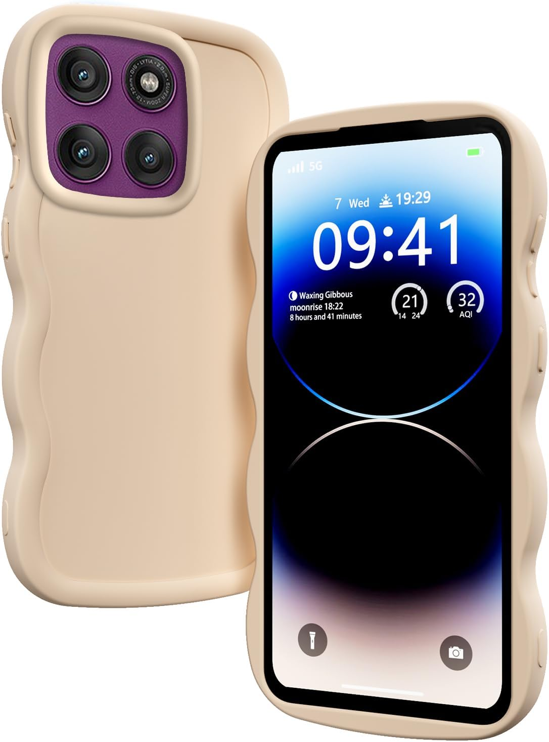 XINYEXIN Liquid Silicone Case for Motorola Edge 60 Fusion/Edge 60, Waves Curly Shape Cute Soft Shockproof Mobile Phone Protective Case - White image number 6