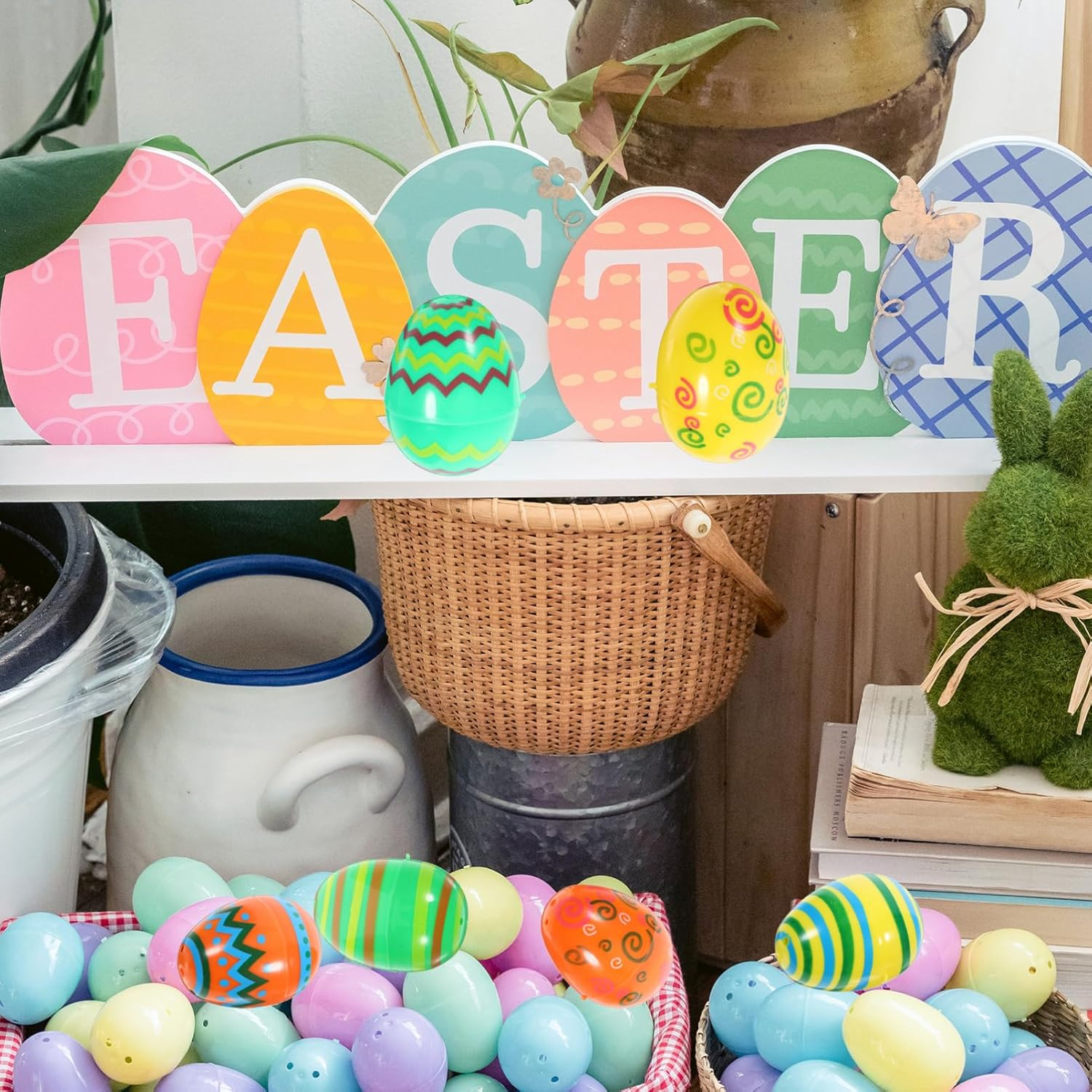 JECOMPRIS 12Pcs Easter Eggs: Fillable Easter Eggs Empty Easter Eggs Plastic Easter Eggs for Easter Hunt Easter Baskets Stuffers Fillers Party Decoration Classroom Prize image number 6