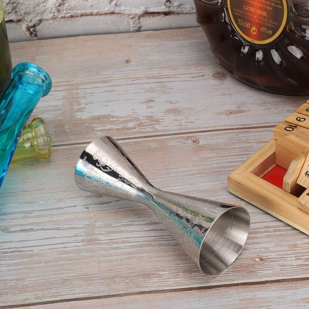 Japanese Style Double Cocktail Jigger - Etching Stainless Steel Jigger with Scale, Small Cup 30Ml, Large Cup 45Ml - Silver image number 5