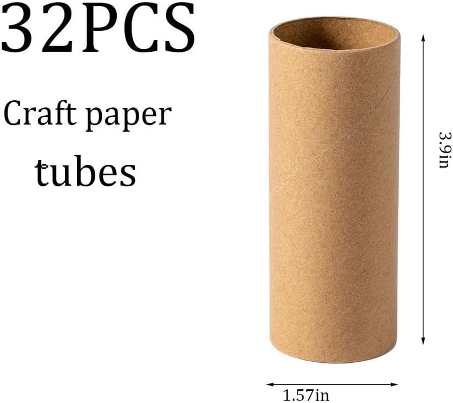 Ruisky 32 Pack Cardboard Tubes Craft Rolls, Kraft Paper Rolls Cardboard Tubes for Crafts&pound;&not;Paper Towel Rolls for Crafts 1.57X 3.9In (Brown) image number 2