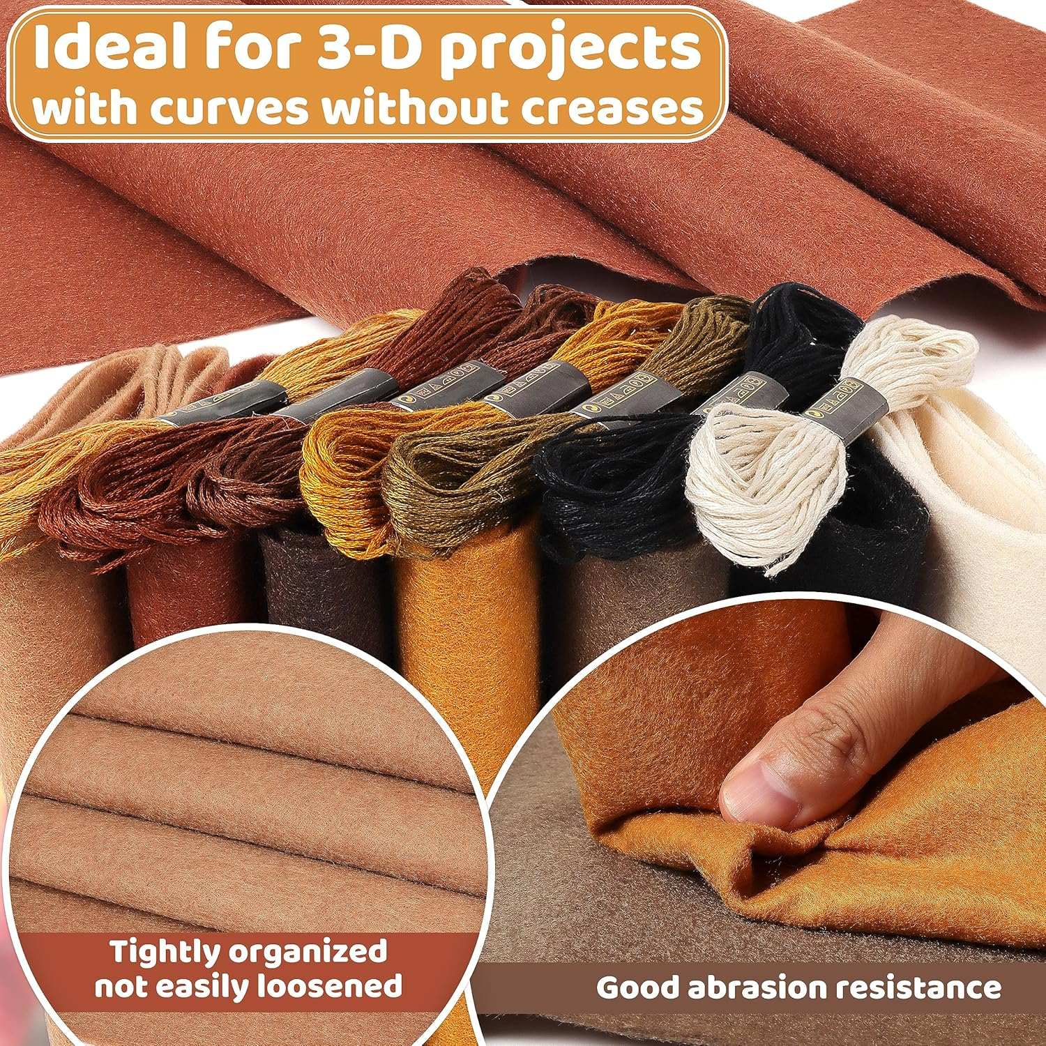 ZAIONE Brown Soft Felt Fabric Sheets: 7 Rolls 8''X35'' Felt Sheets Assorted Thick Felt Fabric Roll for DIY Crafts image number 5
