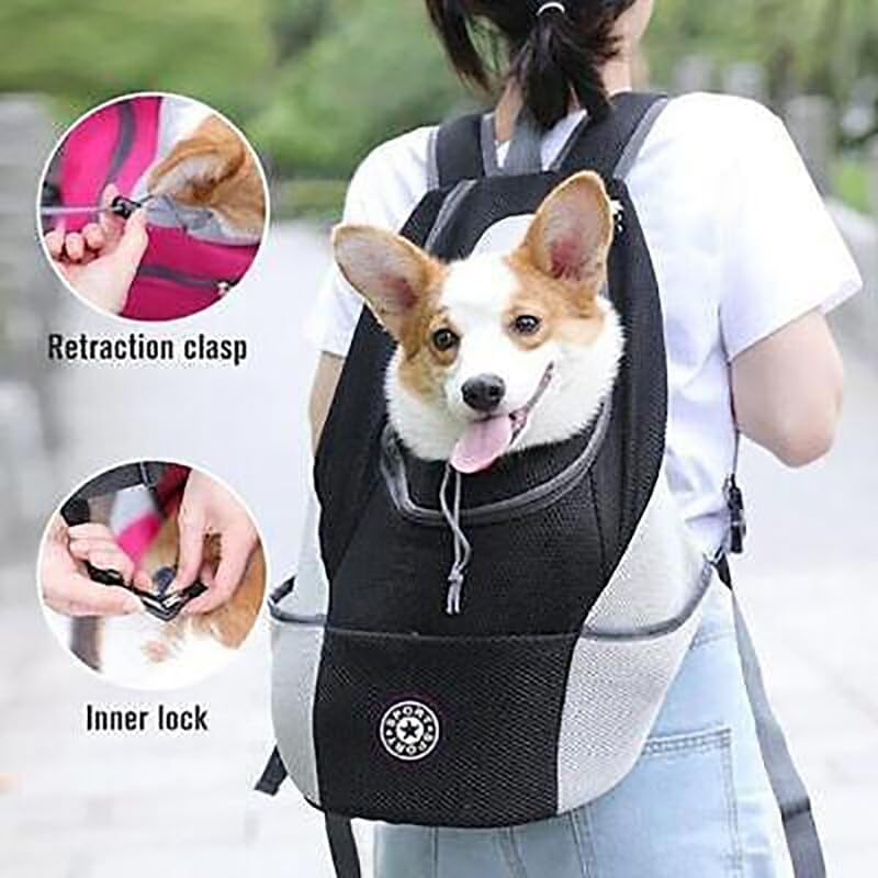 Puppy Mesh Pet Dog Carrier Backpack Front and Back Shoulder Bag, Versatile Design, Ideal for Travel and Outdoor image number 6