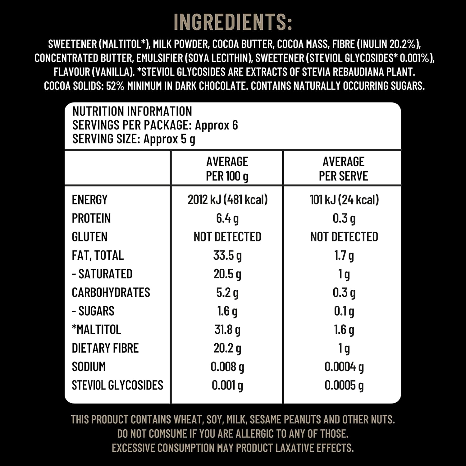 Sugarless Confectionery Dark Chocolate Snack Bar 30G image number 5