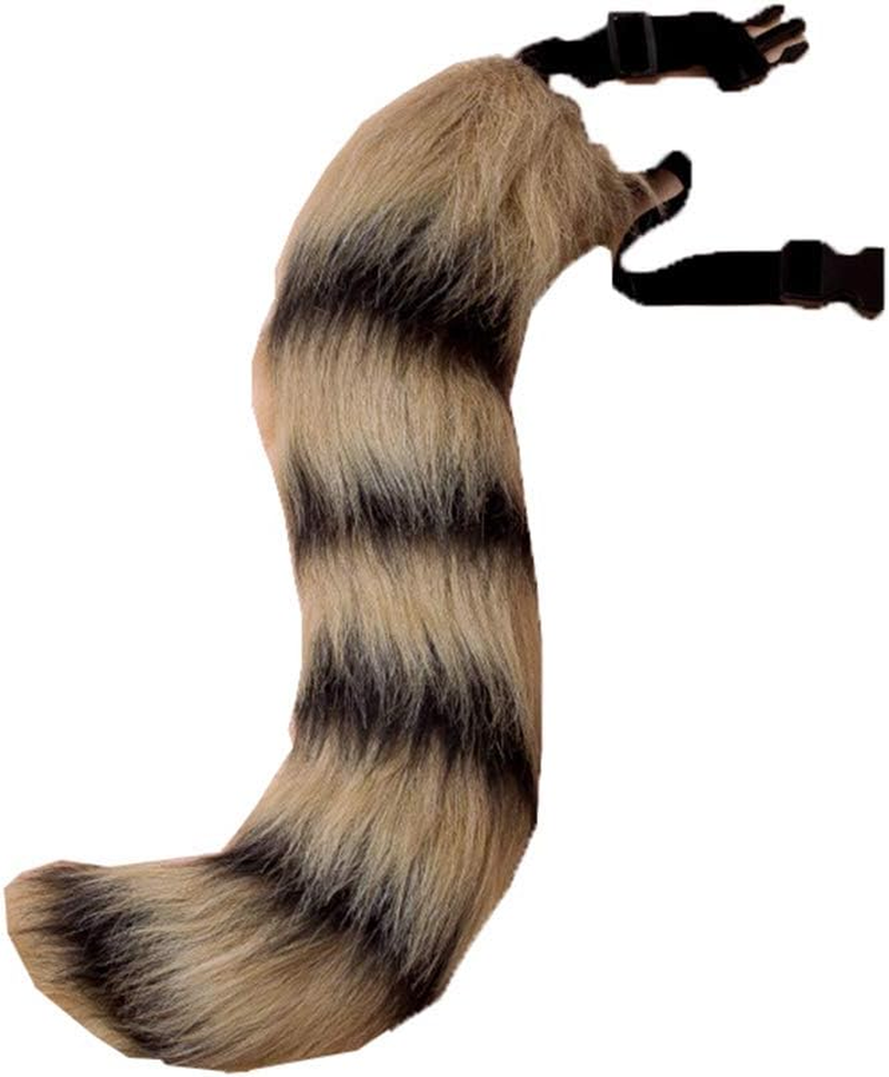 COSFLY Faux Fur Tail for Adult/Teen Furry Wolf Dog Fox Puppy Costume Halloween Party Cosplay Props (Gray Black)