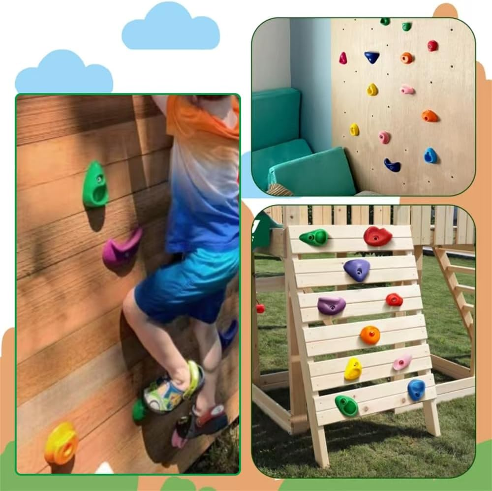 Timevrinql 20PCS Rock Climbing Holds Multi Size for Kids,Colorful Irregular Shape Climbing Wall Indoor Outdoor Playground Rides and Hardware Kit image number 2