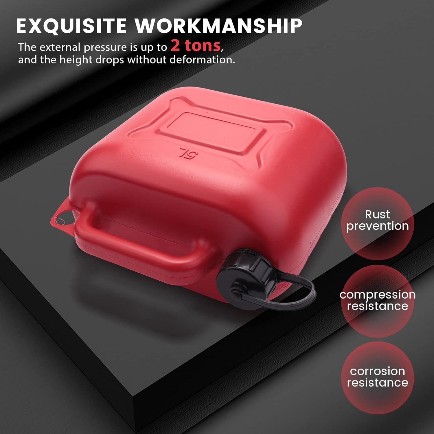 5L Car Fuel Tank Can Spare Plastic Petrol Gas Container Anti-Static Fuel Carrier with Pipe for Car Travel image number 4