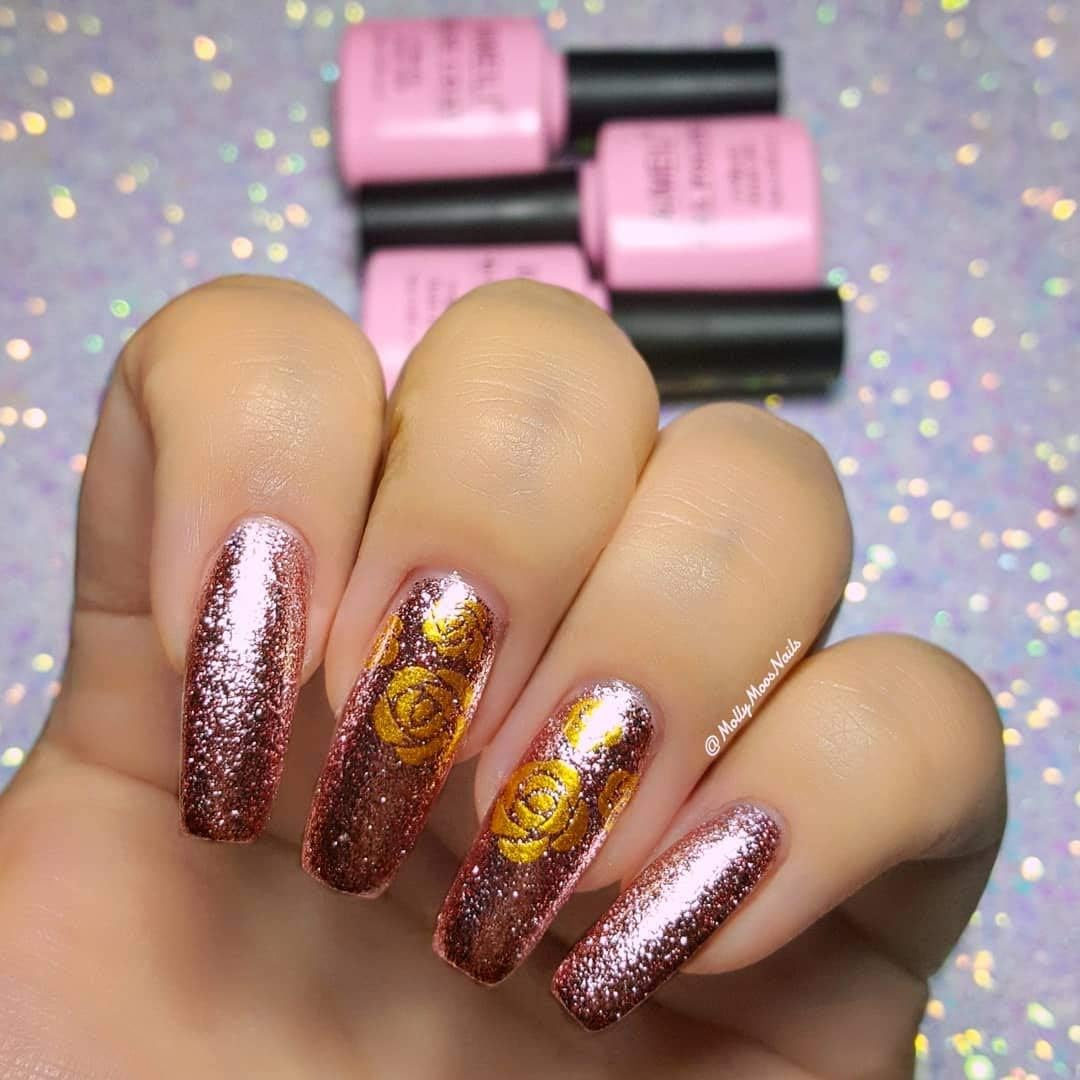 AIMEILI UV LED Gel Polish Removable Gel Nail Polish Glitter Gel Polish - Pink Multiflora (127) 10 Ml image number 1