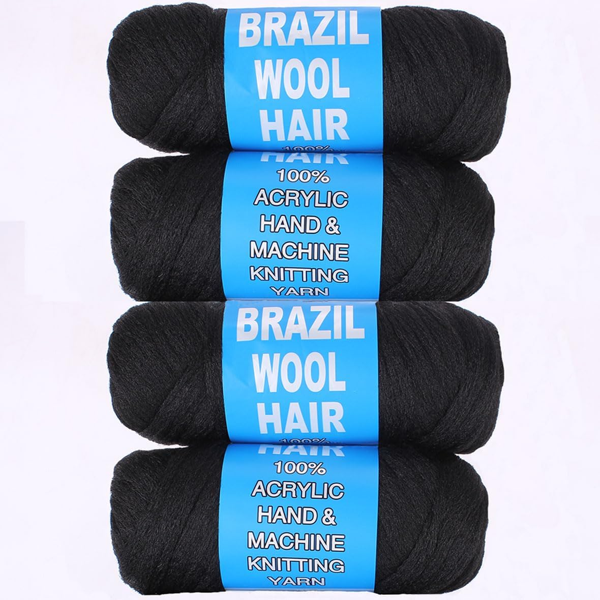 Kachanaa 5 Roll Brazilian Wool Hair for Braids Acrylic Hand Knitting Yarn for Braiding Synthetic Goddess Locs Crochet Hair Black Senegalese Twist Braiding Hair 1B#