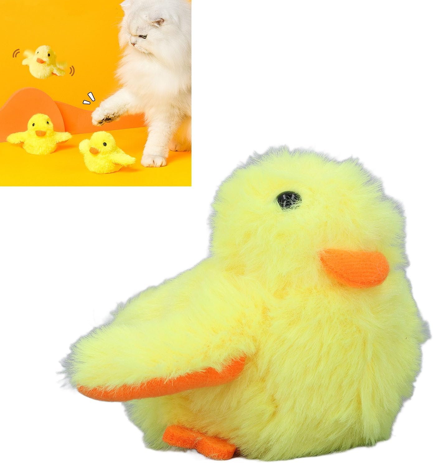 Interactive Flapping Duck Cat Toy Bite Resistant Boredom Reduction, Electric Squeaky Duck Toy Rechargeable Engaging Kitten Toy image number 6