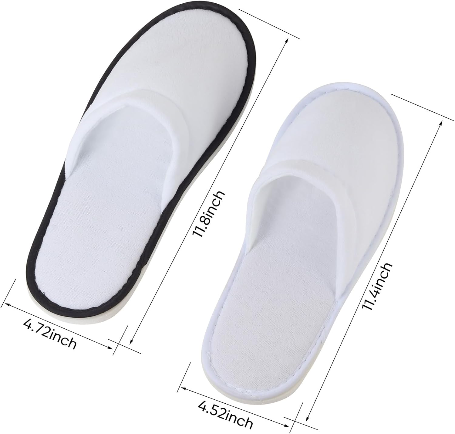 Yeios Hotel Spa Slippers Closed Toe Home Guest Slippers for Adult 20 Pairs for Men and Women White image number 5