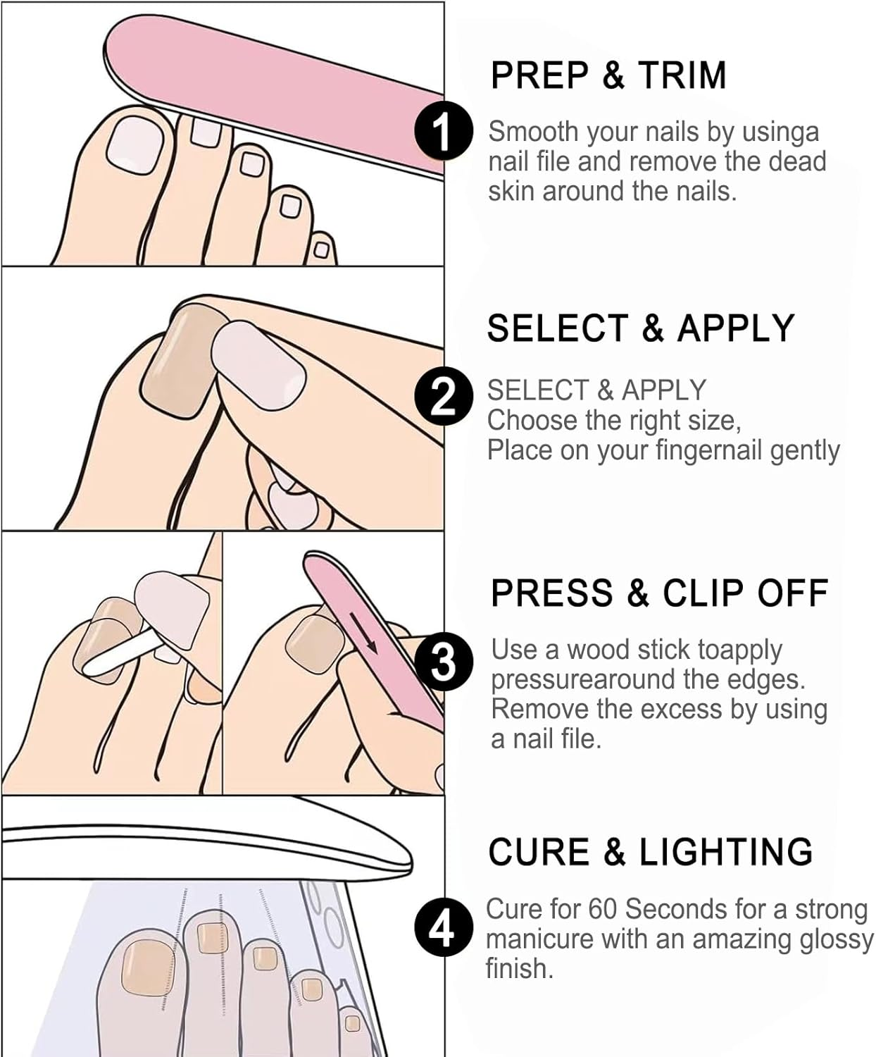 Wekcekcek Semi Cured Gel Toenail Strips, 32 Hazy Dark Night Toenail Stickers Pedicure Strips Salon Quality Nail Wraps with Nail File & Wood Stick(Uv/Led Lamp Required) - Blue Marble image number 2