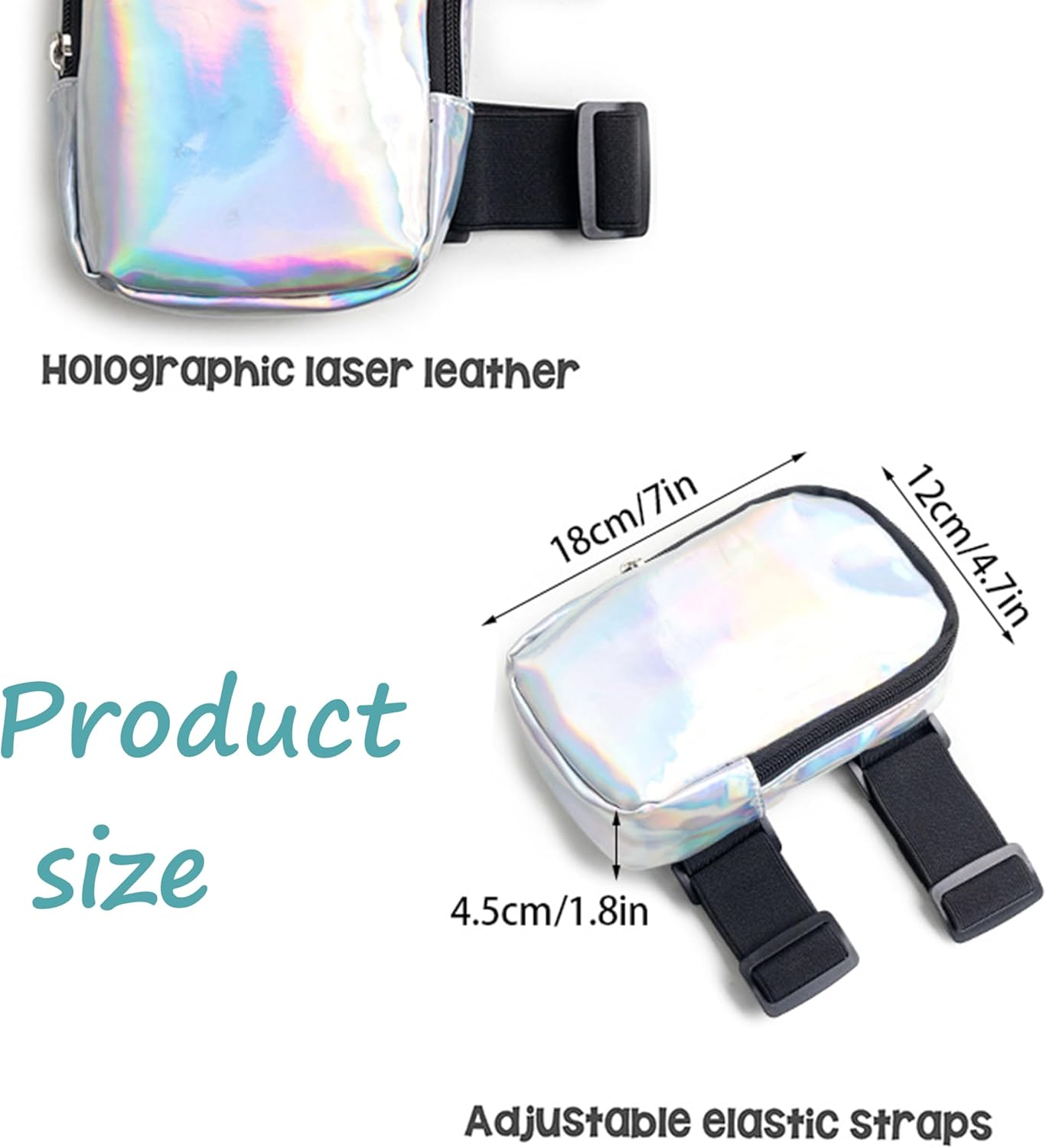 Holographic Thigh Bag Waist Pack,Women'S Leg Straps Outdoor Waist Pouch,Colourful Leg Bag for Women Thigh Bag,Adjustable Straps Leg Bag,Hiking Waist Pack,Suitable for Outdoor Sports (Silvery) image number 3