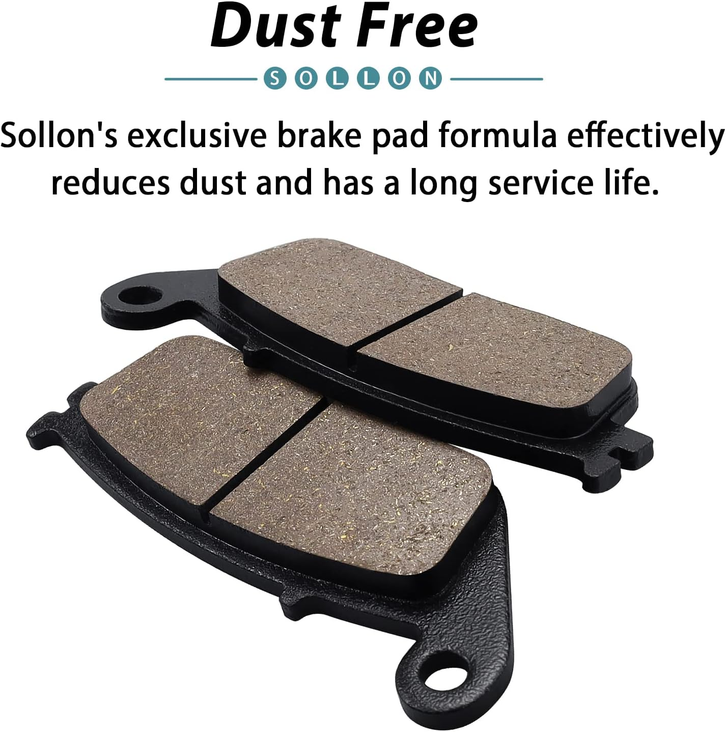 SOLLON Front and Rear Brake Pads for Kawasaki 650 Z650 ER 650 2017-2020 Z750 ZR 750 2007-2011 KLE650 Versys 650 2016-2020 for Honda 600 CB600F Hornet 1998-2006 CB600 Hornet S 2000-2004 CB750 1992-2002 image number 3