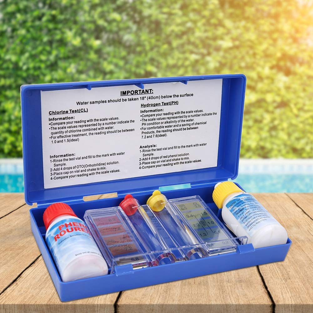 Srliya Compact, Easy to Carry and Accurate Testing Water Quality Test Kit for Swimming Pools, Spas and More, with PH and Testing Box, Colorimetric Liquid Wastes Set