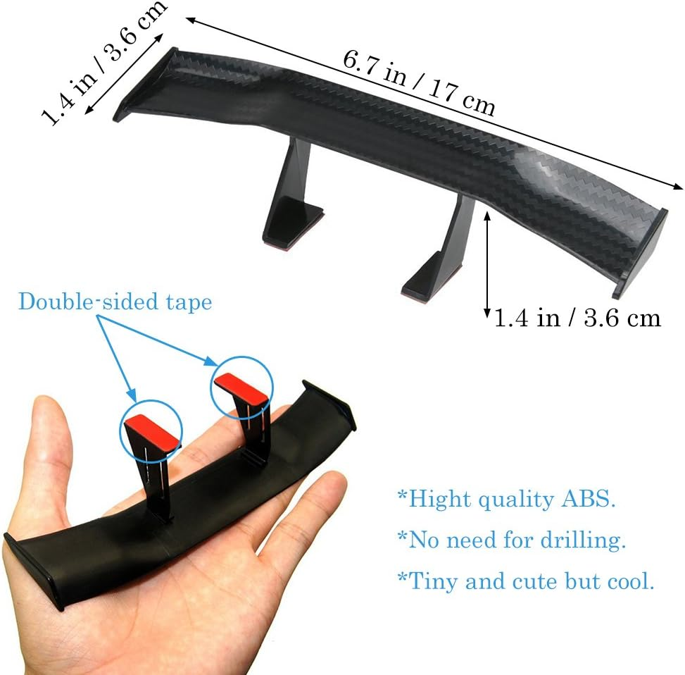 Creatiee Universal Car Mini Spoiler Wing, Auto Car Tail Wing | Mini Auto Carbon Fiber Texture Decoration | without Perforation Tail Decoration, 6.7 Inch (Black) 3Pcs image number 1