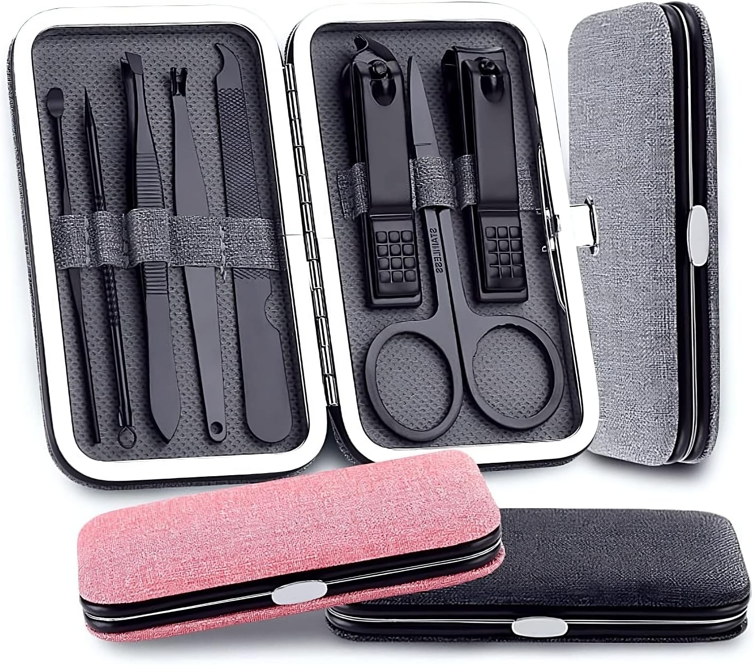 Small Travel Manicure Set for Men and Women, Nail Set, Perfect for Foot and Fingernails, Professional Nail Care Set in Vegan Fabric Case, Perfect for Men and Women, Grey image number 6