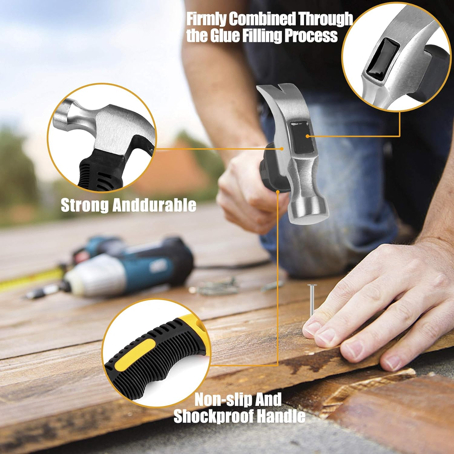 KURUI 560Pcs Small Nails for Hanging Pictures Assortment Kit & 8Oz Small Hammer, Mini Hammer Set with Hardware Nails Assorted Set, 280 Wall Nails & 280 Finishing Nails image number 5