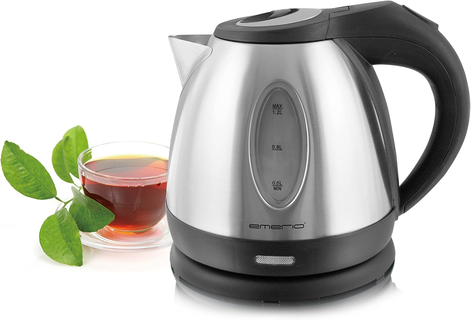 Emerio WK-108079 Stainless Steel Kettle, 1.2 Litres, 1500 Watt, 360&deg; Base Wired, Wireless Kettle, Bpa-Free, Covered Heating Element, Auto-Off, Ideal for Home, Camping or Office image number 4