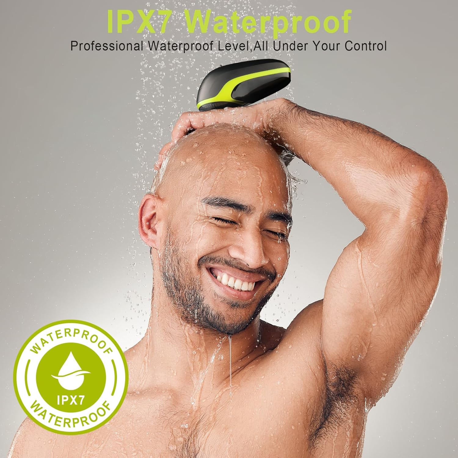 Detachable 7D Head Shavers, Telfun 5-In-1 Electric Razor IPX7 Waterproof for Bald Men, Wet/Dry LED Display Rechargeable 7D Rotary Shaver Grooming Kit with Type-C Charge image number 3