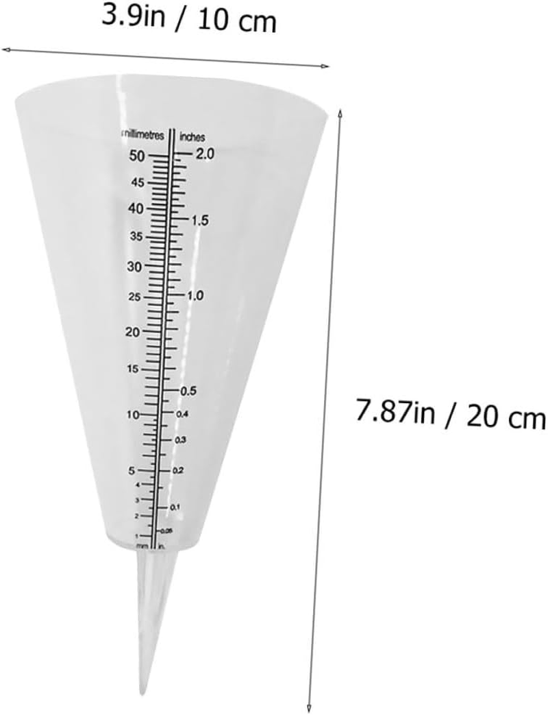 2Pcs Transparent Cone Shaped Rain Gauge with Spike Outdoor Rainfall Plastic Measuring Cup for Garden Lawn Accurate Measurement image number 5