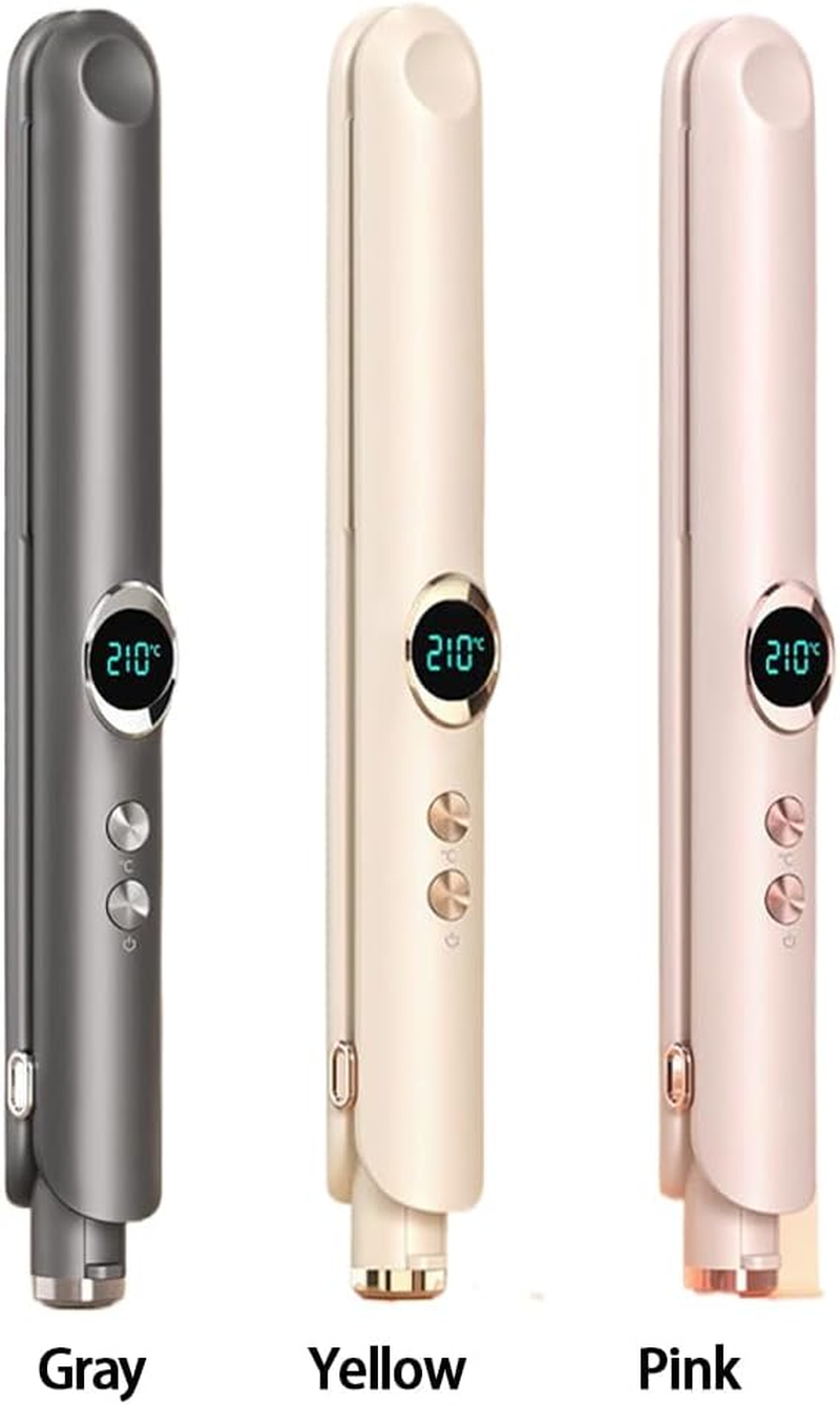 EUIOOVM Negative Ion Small Dormitory Straightening Plate Clamp for Women Cordless Hair Straightener Anti-Scald Wireless Clamp, Beige, Wireless Charging