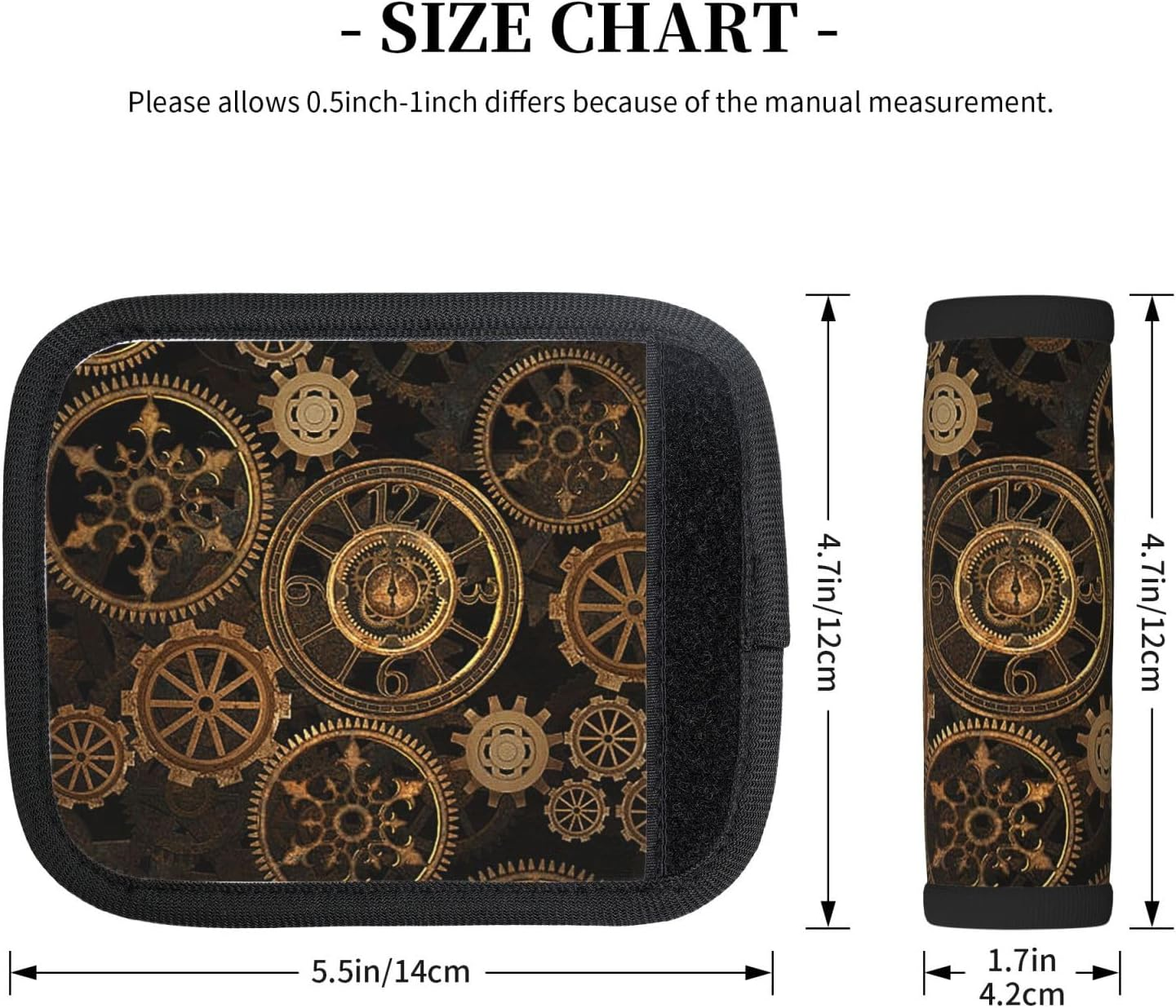 Gears Clock Bronze Century Print Stylish Luggage Wrap Grips Suitcase Wrap Grips Identifiers for Easy Travel Comfort image number 1