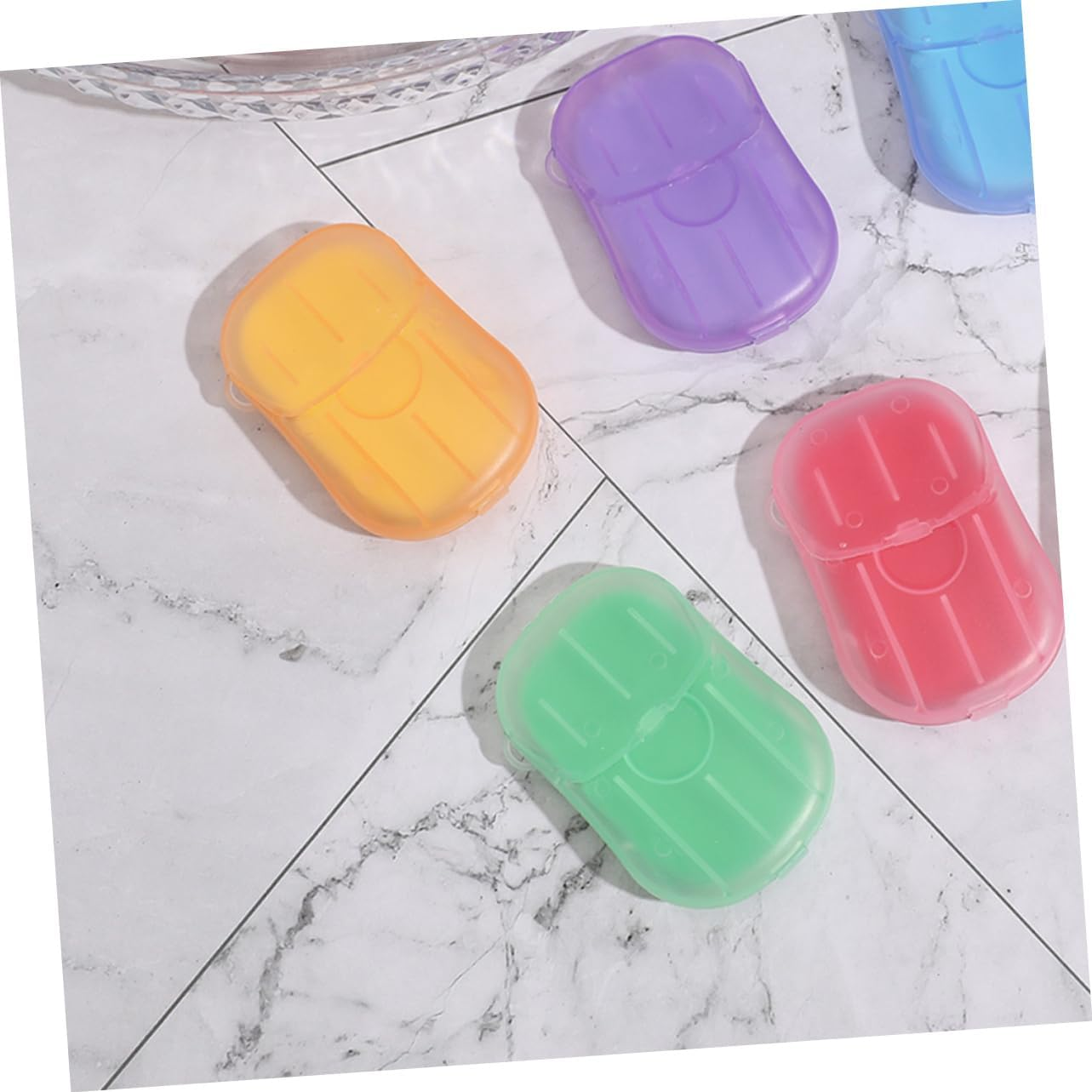 UPKOCH 4 Boxes Portable Soap Sheets Travel Hand Soap Slices with Lavender Milk Lemon Scents for Hand Washing Lightweight Toiletry for Hotels Outdoor and Business Trips Random Color image number 2