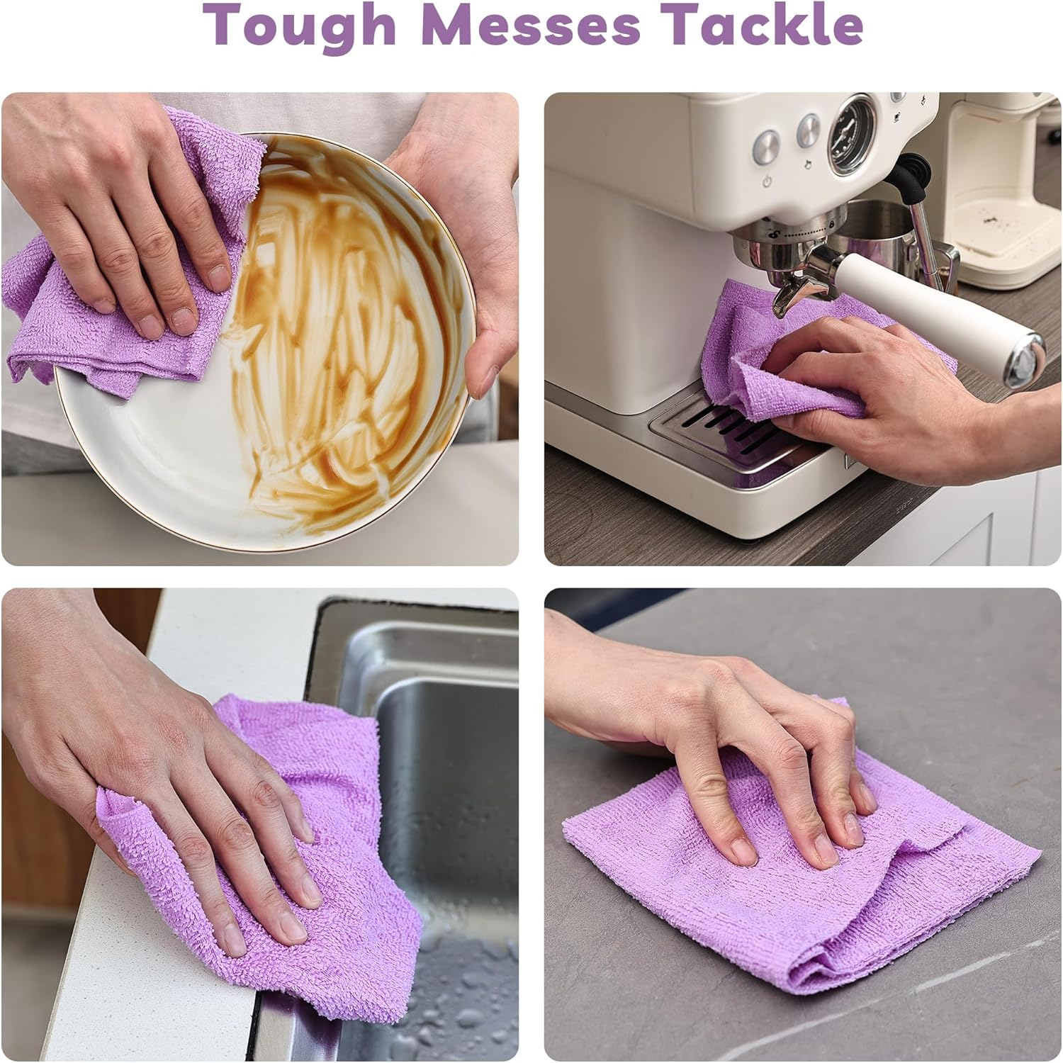 Socrates Microfiber Cleaning Cloth Roll &ndash; 50 Tear-Away Microfibre Cloth Sheets, Ultra-Absorbent, Reusable, Washable, Quick-Dry Microfibre Towels for Kitchen or Car in (Purple) image number 6