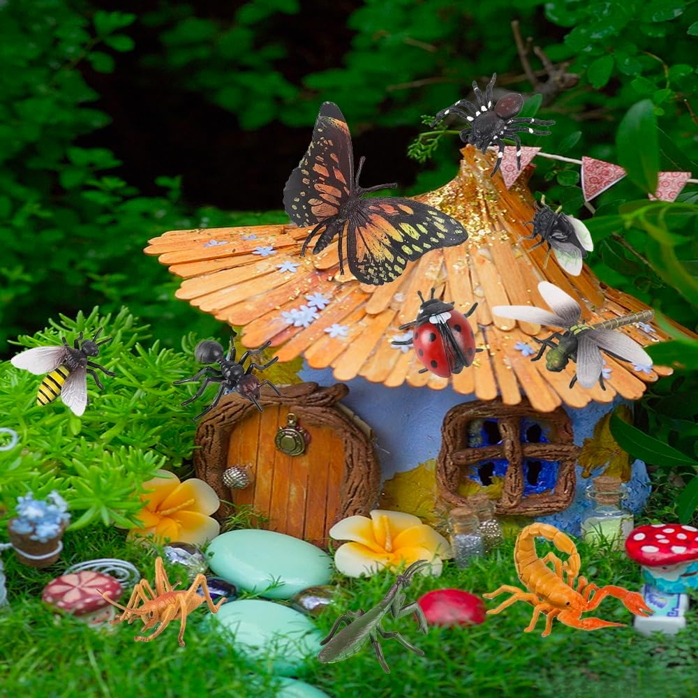 Realistic Insects and Bugs Toy for Kids, 12Pcs Large Plastic Insects Figure Bugs Figurine Set for Kids Children with Ant Ladybug Bee Butterfly Scorpion Spider Mantis, Pet Toys Halloween Party Favors image number 5