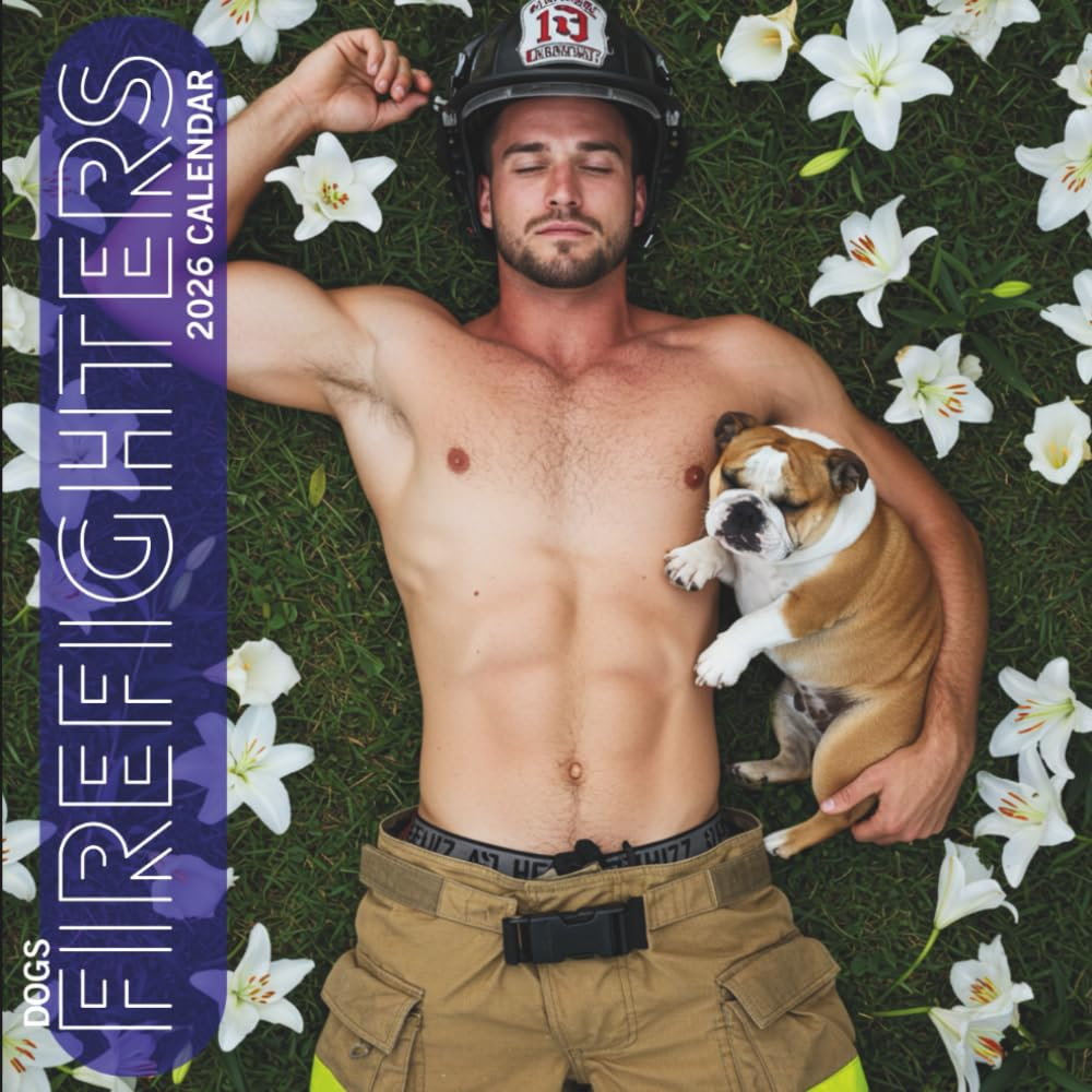 Firefighters 2026 Calendar: 12-Month Firemen with Dogs (8.5X8.5&rdquo;) with U.S. Holidays Glossy Cover, Heroic Themes