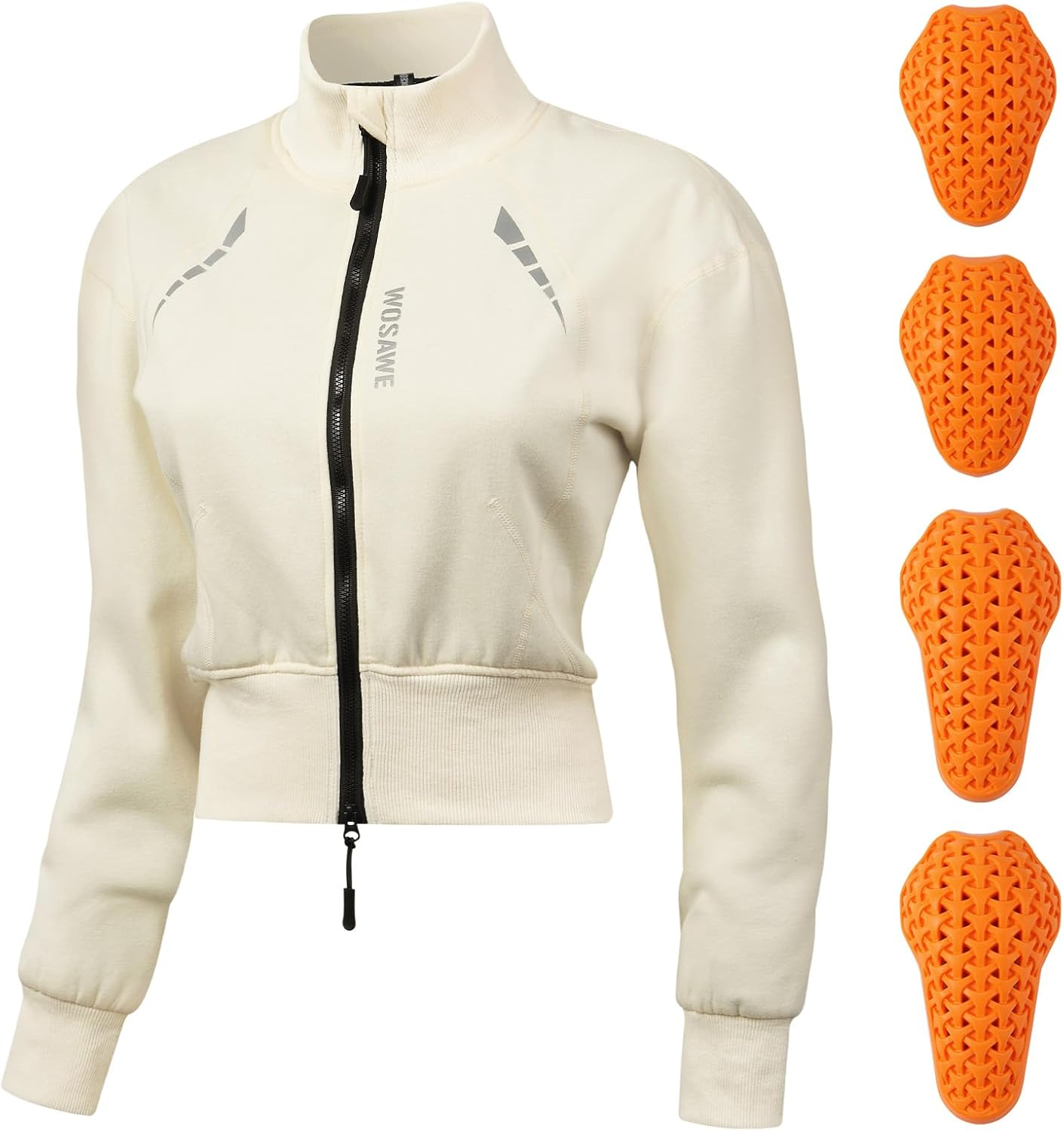 WOSAWE Women'S Motorcycle Fleece Jacket CE Pad Insert Zip up Sweatshirt Biker Trendy Cropped Sweaters