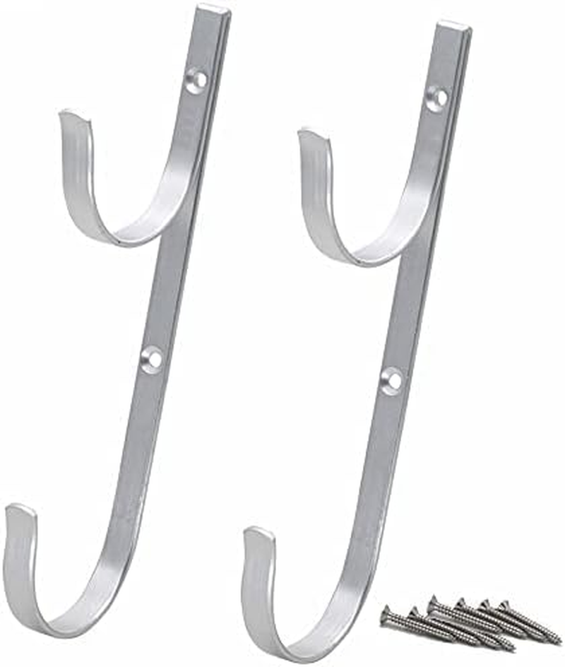 WWD Pool Swimming Pool Aluminum Pole Hanger Set, Black, 2-Pack (4 Hooks), for Telescoping Poles, Leaf Rakes, Skimmers, Nets, Brushes, Vacuum Hoses (2 Pair [ Black ])