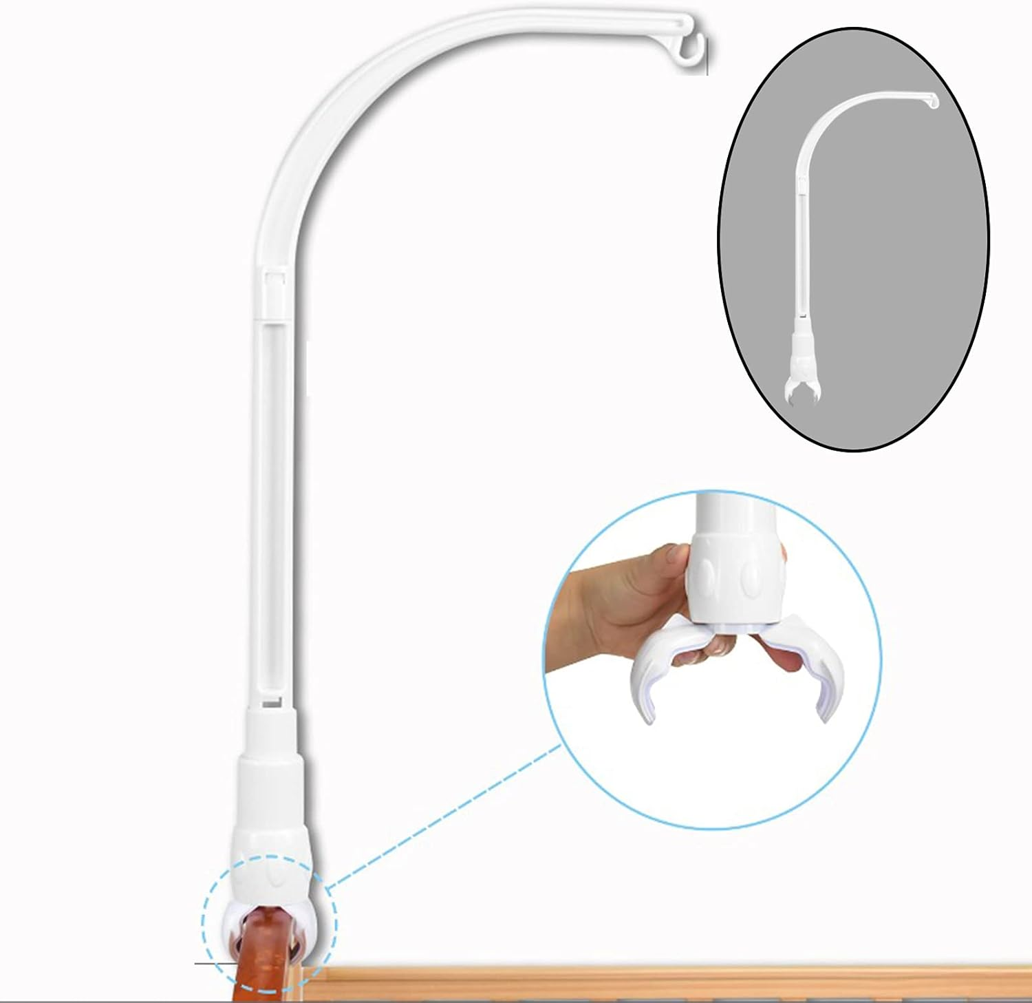 White Bracket Set Baby Crib Mobile Bed Bell Toy Holder Arm Bracket image number 2