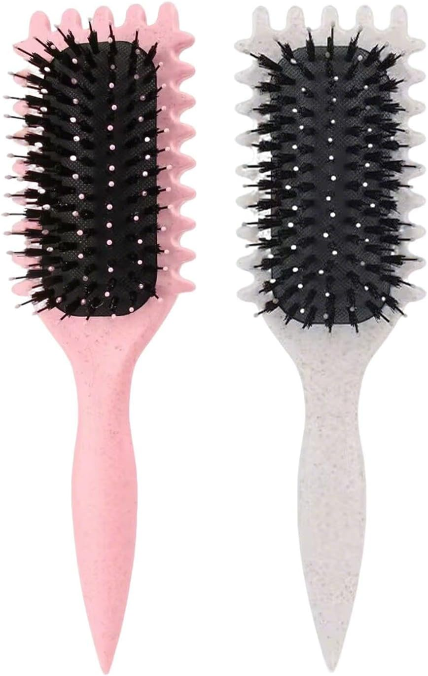 2 Pieces Curling Brush, Curl Styling Brush, Hair Straightening Brush, Massage Brush, Curl Shaping Brush, Women'S Hair Care Brush, Hair Styling Tools image number 3