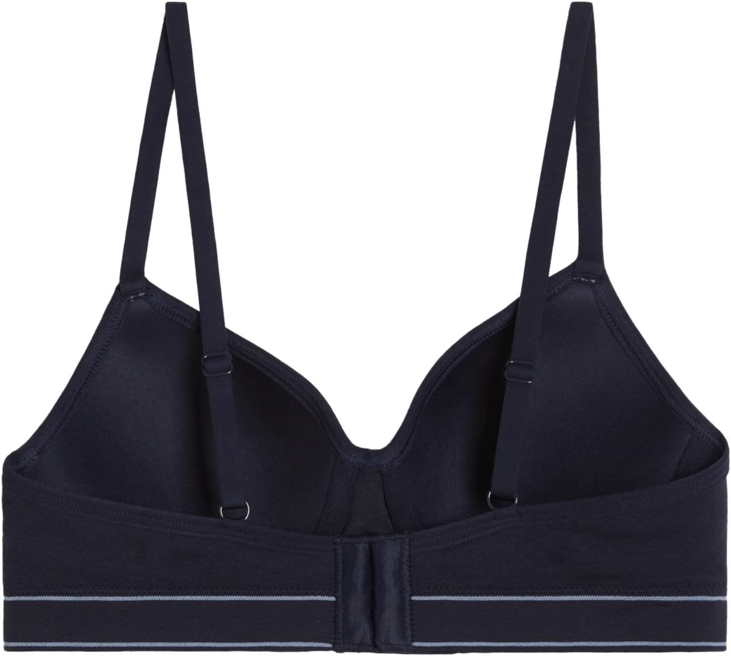 Tommy Hilfiger Women'S Seamless Seamless Lightly Lined Underwire Contrast Iconic Logo Band Bra, Sky Captain, 14 C
