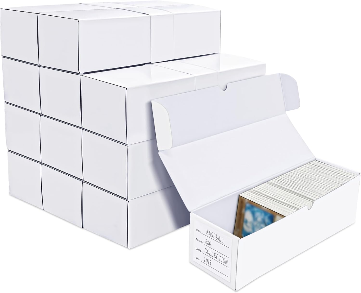 Trading-Card Storage Box, 8-Pack &bull; 600 Count Corrugated Cardboard Storage with Dividers & Labels for Tcg/Magic/Mtg Storage and Collection, 10.4 INCH Horizontal