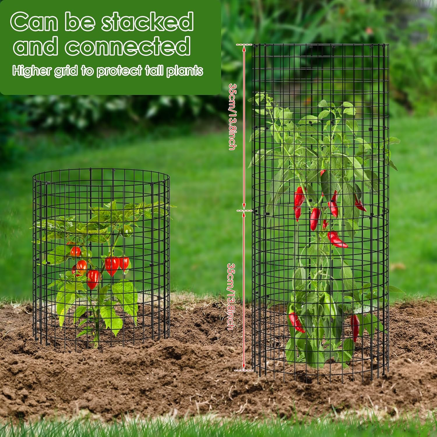 15Pcs Plants Protector from Animals 13.7Inch Metal Mesh Plants Cages to Keep Animals Out Rustproof Garden Protection Covers for Indoor Outdoor Garden Zjmcajy(Blackish Green,15) image number 2