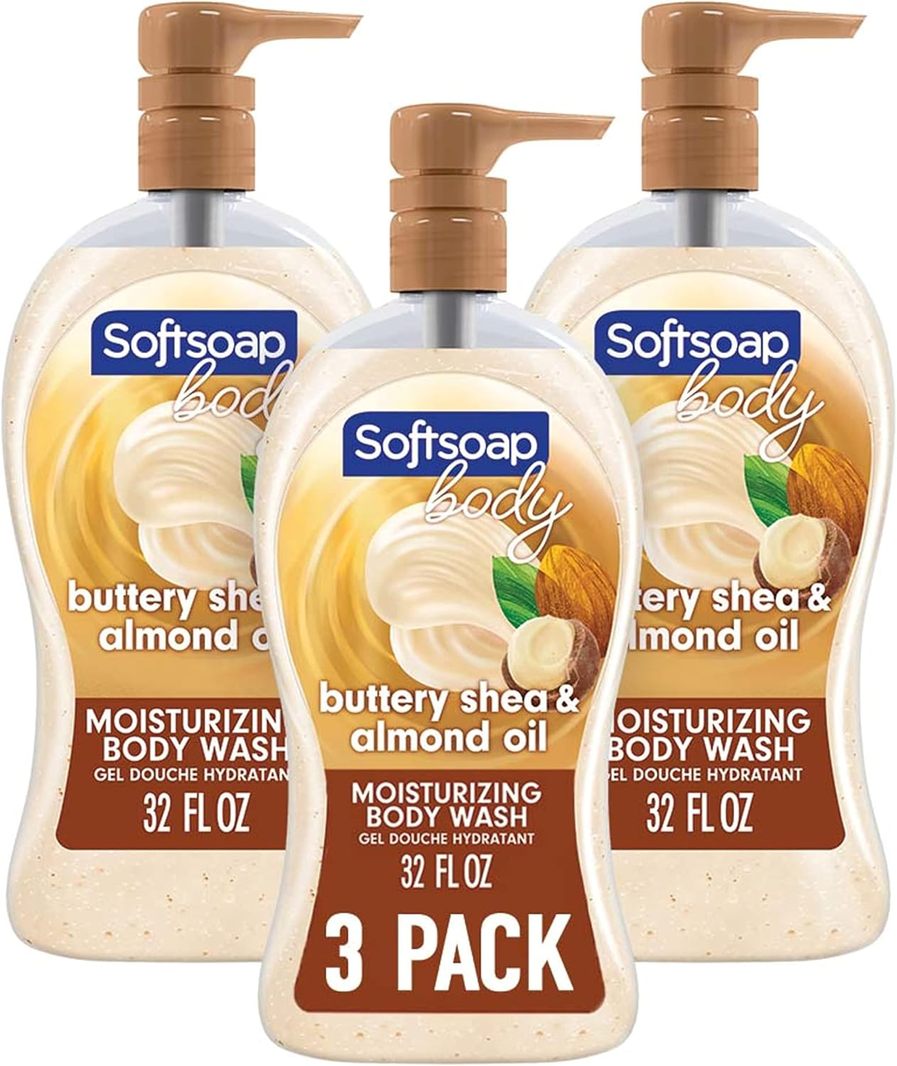 Softsoap Moisturizing Body Wash, Shea & Almond Oil, 32 Ounce Pump, 32 Fl Oz, 3 Packs image number 1