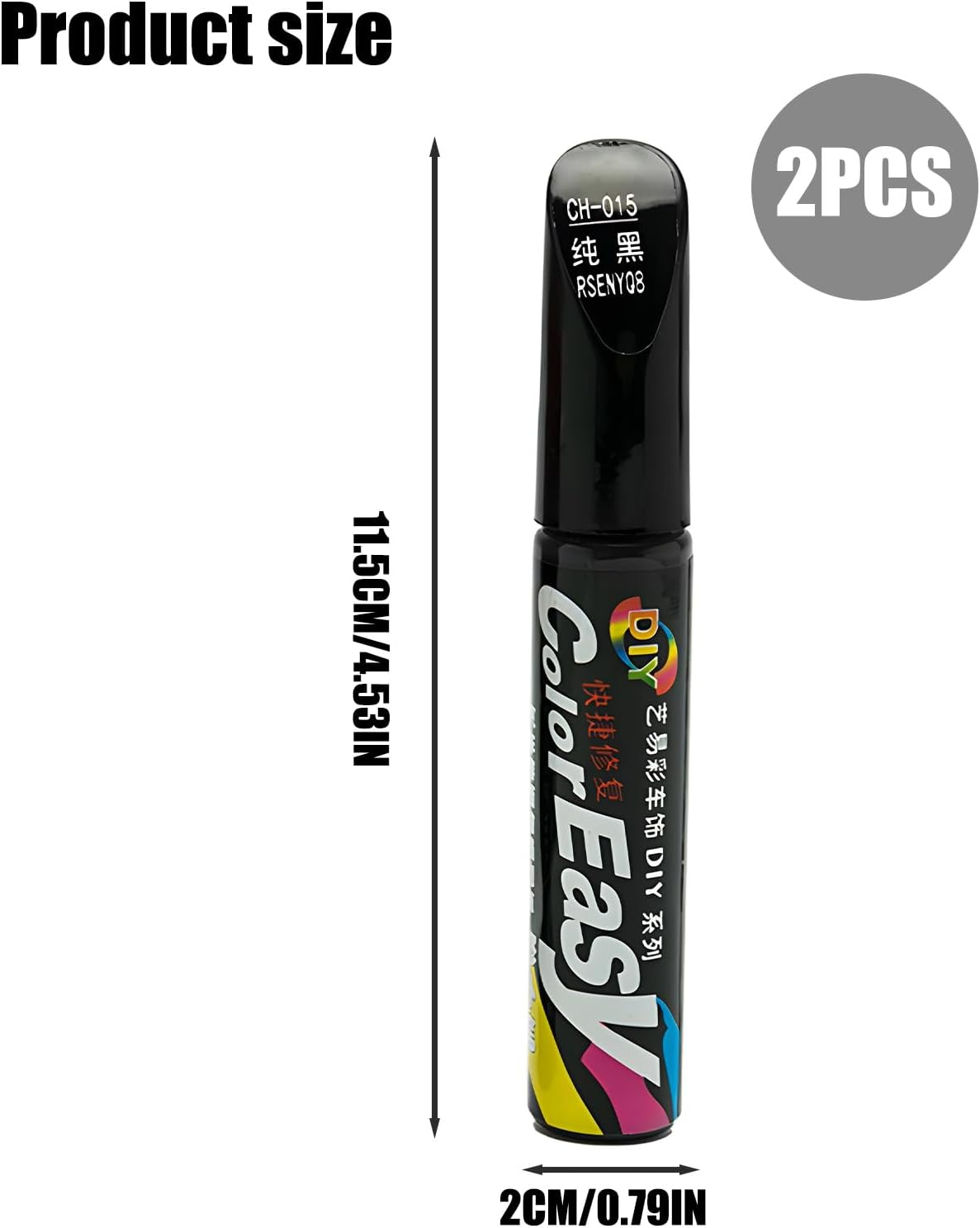Black Touch up Paint Pen 2 Pack, Car Scratch Remover for Automotive Vehicles, Waterproof Paint Repair Kit for Cars Bikes Motorcycles, 11.5 Cm
