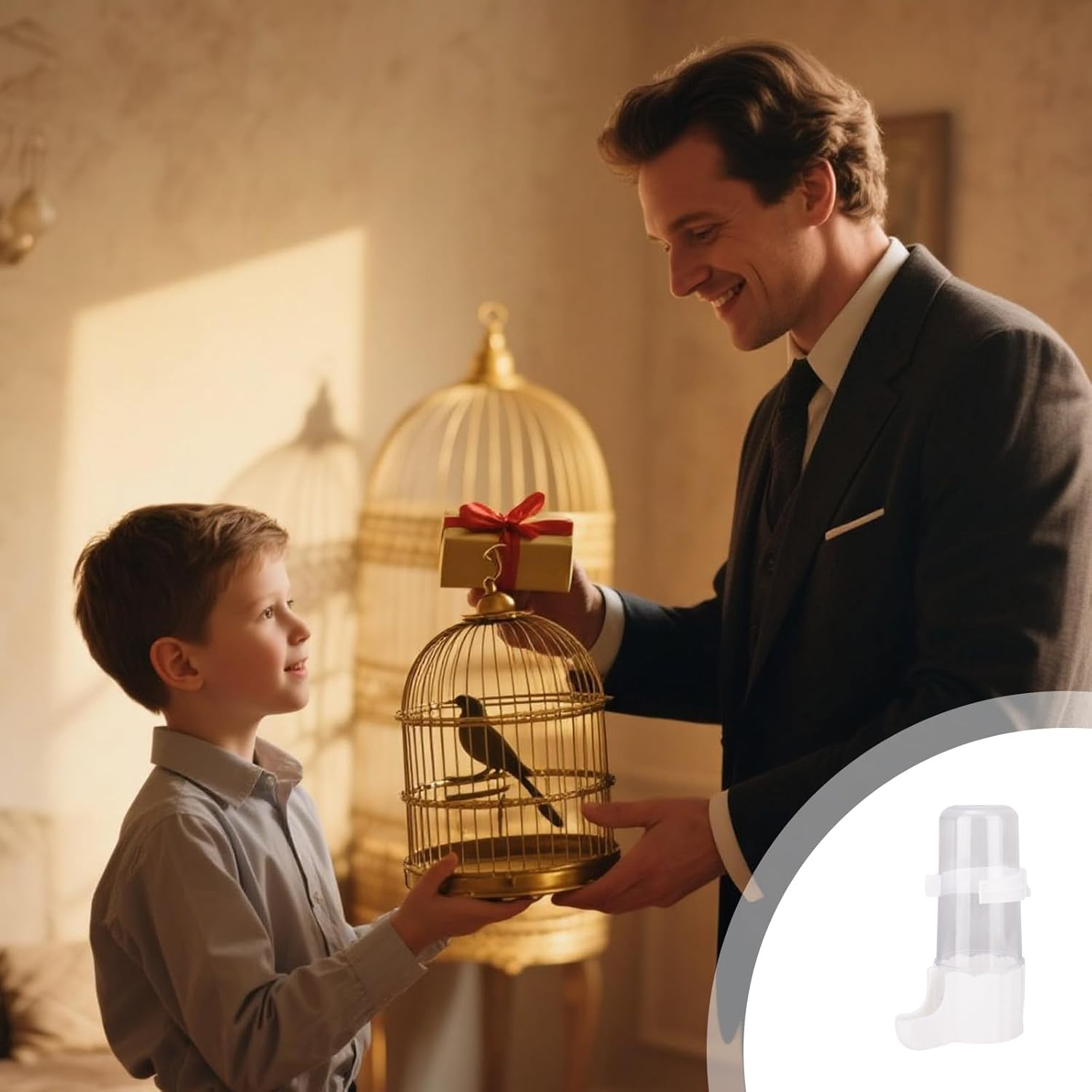 BOXOB Pet Bird Water Dispenser, Automatic Bird Cage Hanging Drinking Device Parakeet Water Dispenser Parrot Feeder for Parrot Parakeet Cage Accessories (White) image number 1