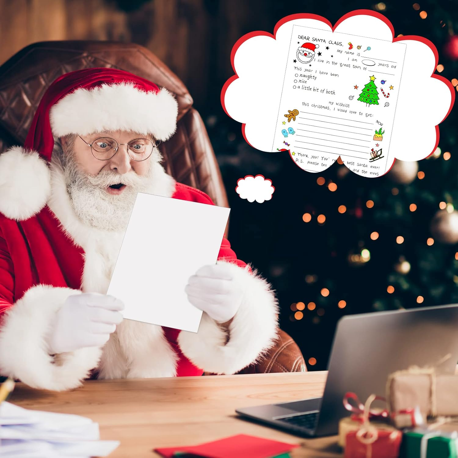 Spiareal Christmas Stationery Paper Color Your Own Letter to Santa 8.5 X 11 Inch Christmas Tree Gingerbread Coloring Writing Paper for Family Classroom Xmas Holidays DIY Craft Party Supplies(50 Pcs) image number 3