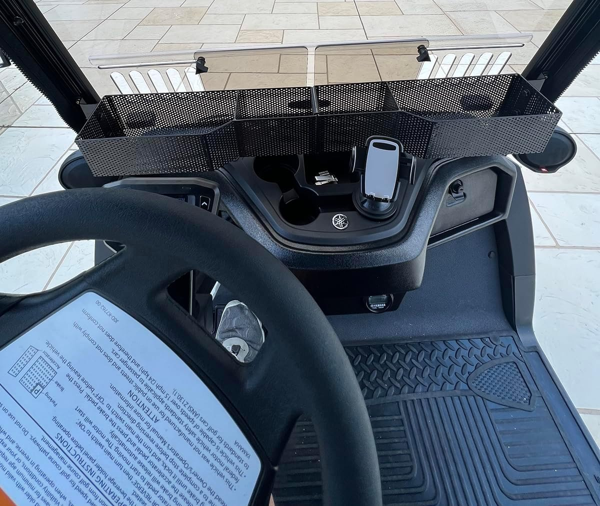 Golf Cart Yamaha Front Inner Dash Storage Basket and Rack Fits Yamaha G29 and Drive 2, Heavy Steel Golf Cart Mesh Basket